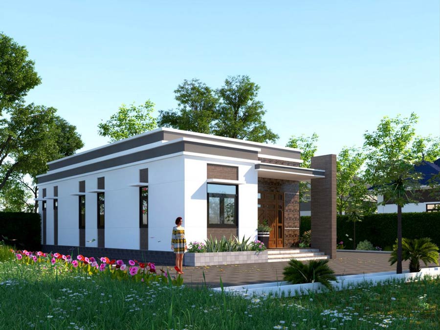 Bản vẽ thiết kế nhà 1 tầng 8x15m hiện đại