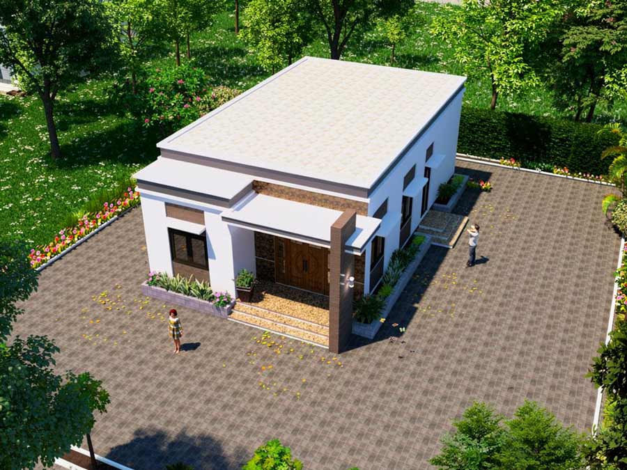 Bản vẽ thiết kế nhà 1 tầng 8x15m hiện đại