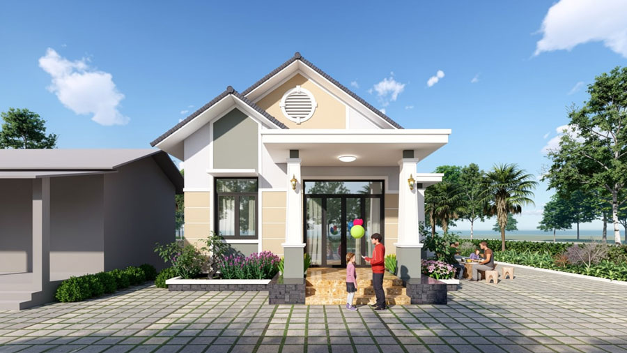 Bản vẽ thiết kế nhà 1 tầng 8x15m mái Thái