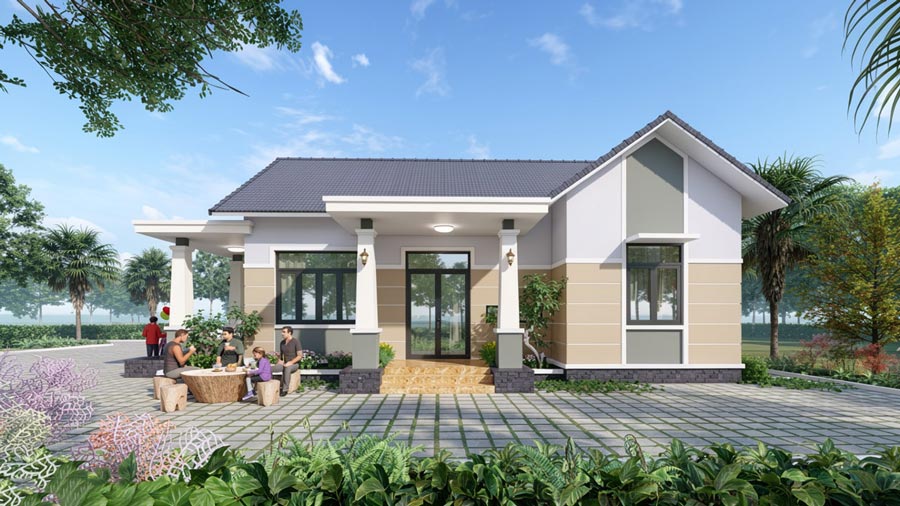 Bản vẽ thiết kế nhà 1 tầng 8x15m mái Thái
