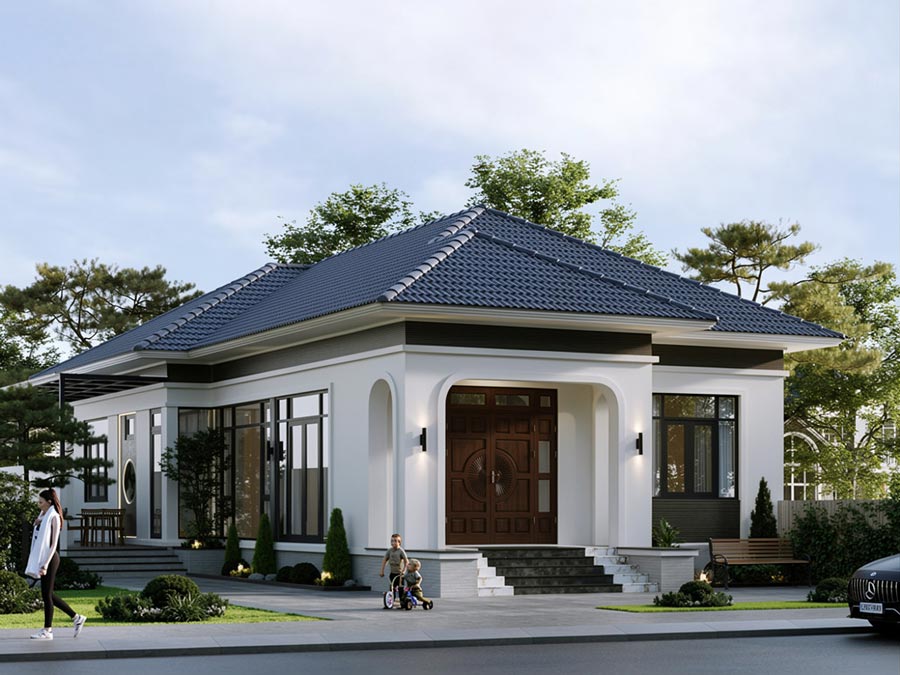 Bản vẽ thiết kế nhà 1 tầng 8x15m ở nông thôn
