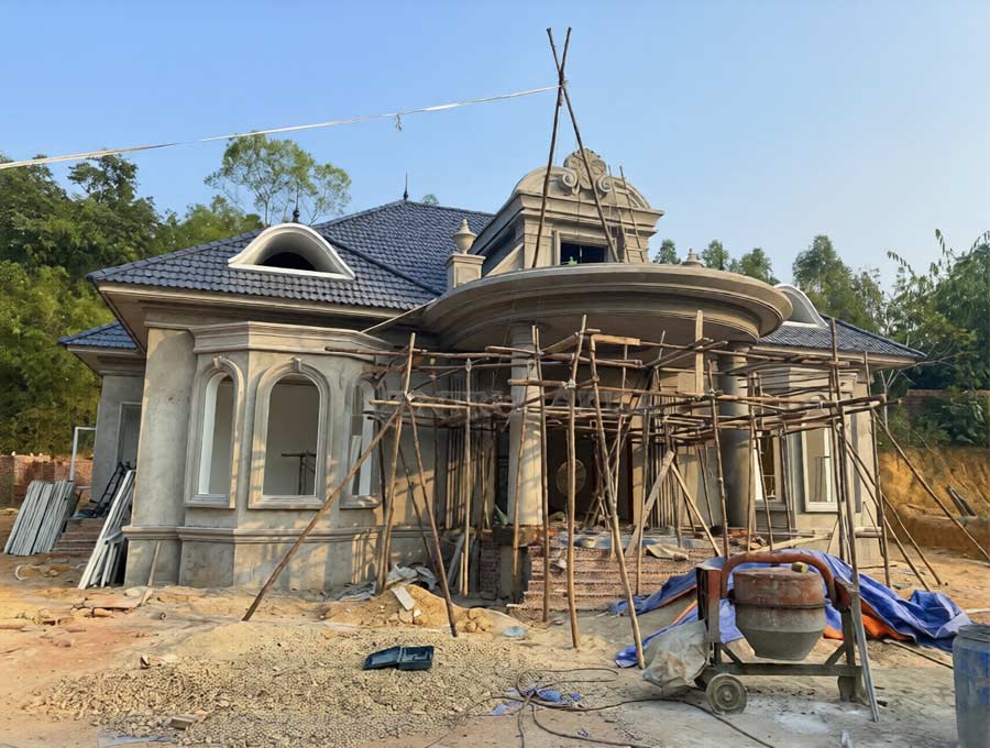 Chi phí thi công phần thô nhà 1 tầng mái Thái