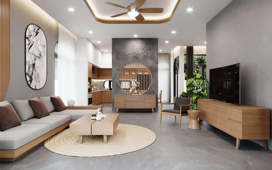 Chi phí thiết kế nội thất nhà mái bằng 1 tầng