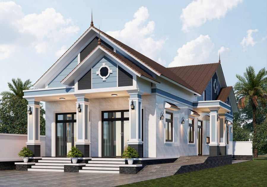 Chi phí xây nhà mái Thái 1 tầng 5 phòng ngủ bao nhiêu?