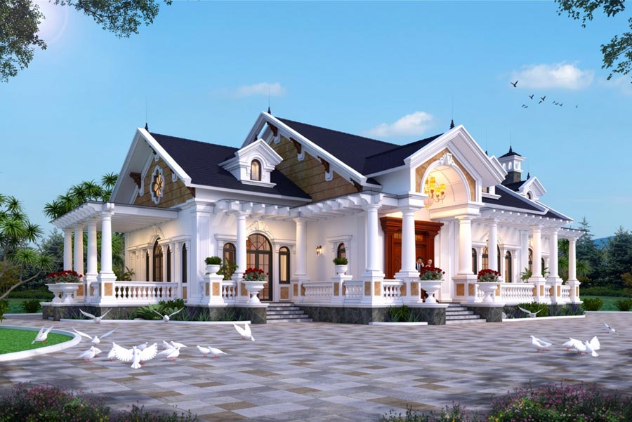 Chi phí xây nhà mái Thái 1 tầng 4 phòng ngủ hết bao nhiêu tiền?