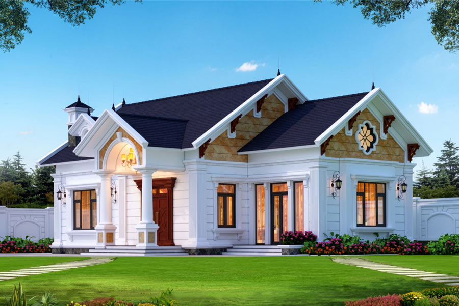 Mẫu biệt thự vườn mái Thái 1 tầng 5 phòng ngủ