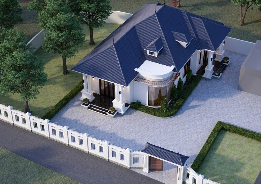 Nhà 1 tầng 2 mặt tiền có sân vườn