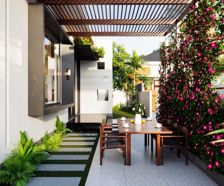 Mẫu nhà 1 tầng 2 mặt tiền hiện đại