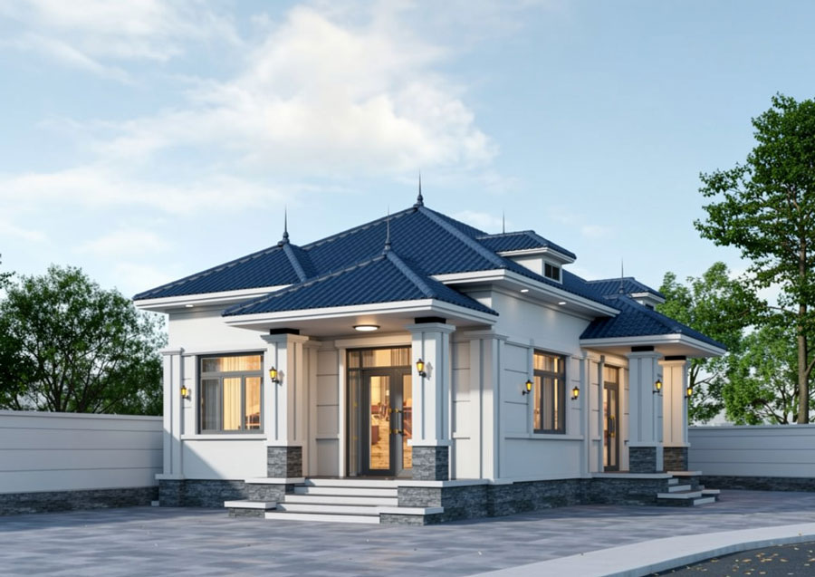 Nhà 1 tầng 2 mặt tiền mái Nhật