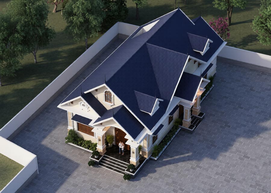 Nhà 1 tầng 2 mặt tiền mái Thái