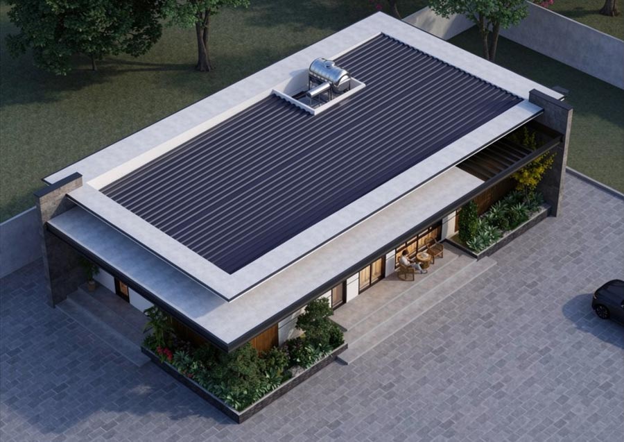 Mẫu nhà 1 tầng 2 mặt tiền tối giản