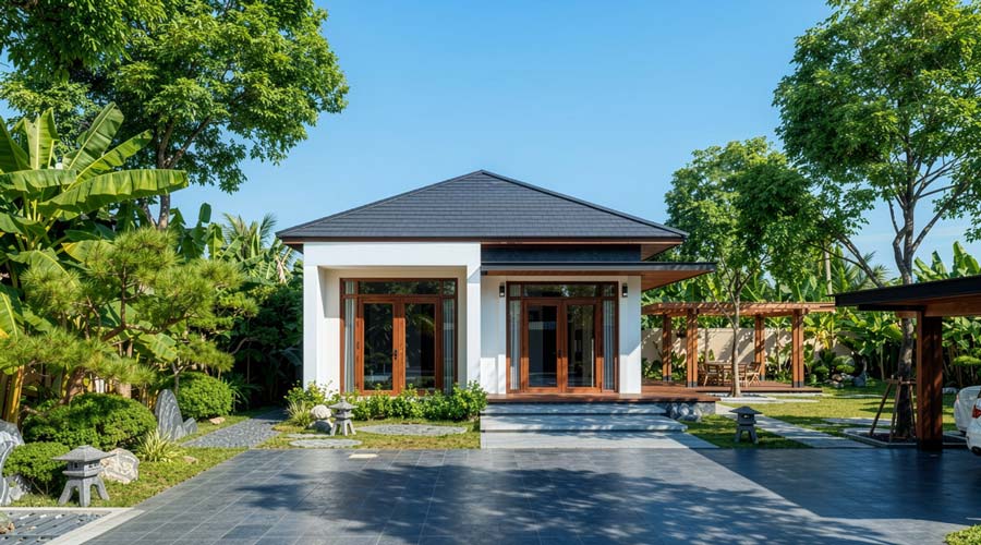 Mẫu nhà 1 tầng 2 phòng ngủ 100m2 cho vợ chồng trẻ
