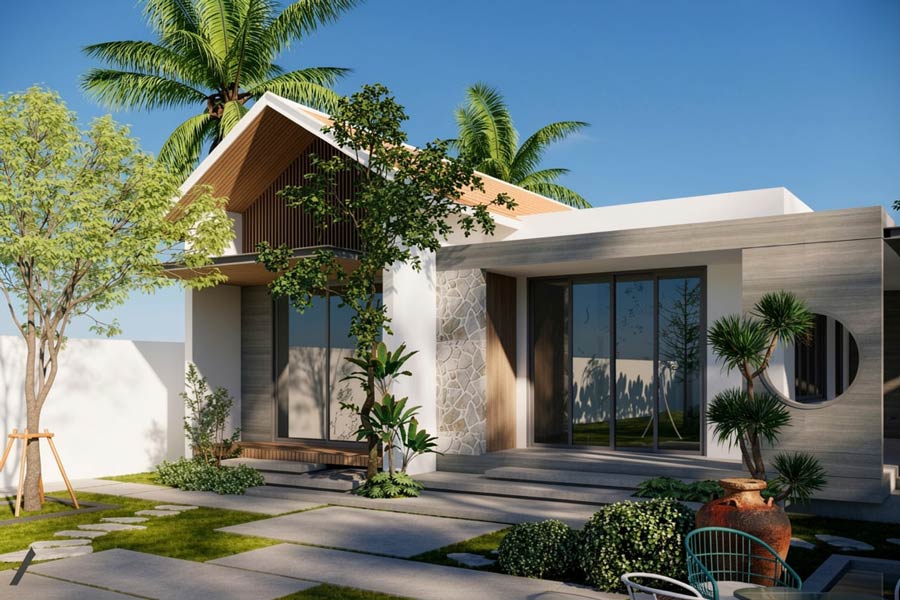 Mẫu nhà 1 tầng 2 phòng ngủ 100m2 cho vợ chồng trẻ
