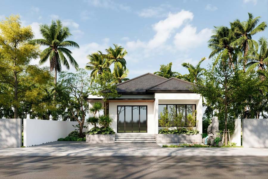 Mẫu nhà 1 tầng 2 phòng ngủ 100m2 cho vợ chồng trẻ