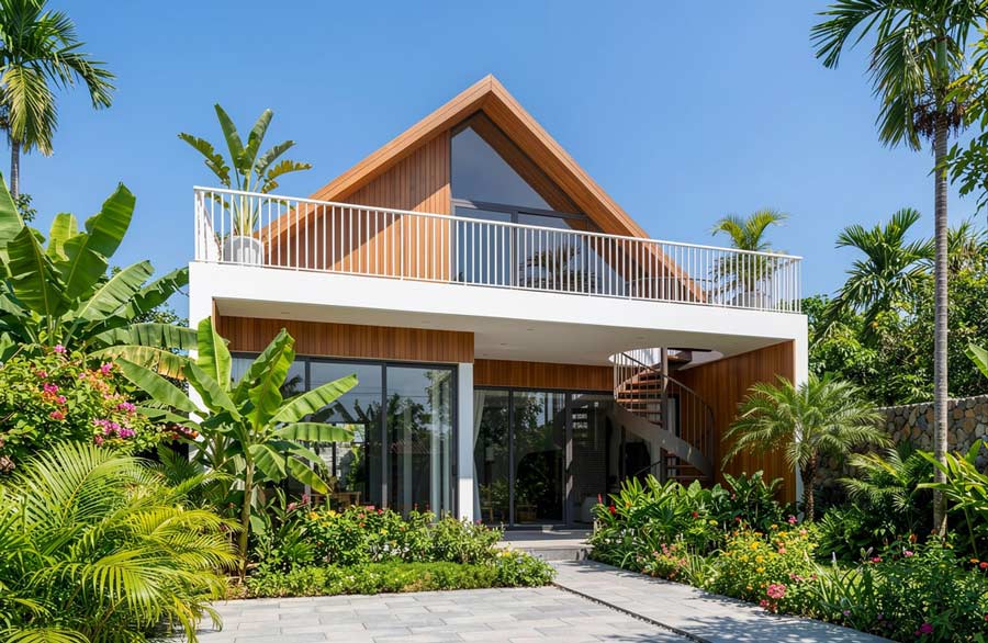 Mẫu nhà 1 tầng 2 phòng ngủ 100m2 có gác lửng