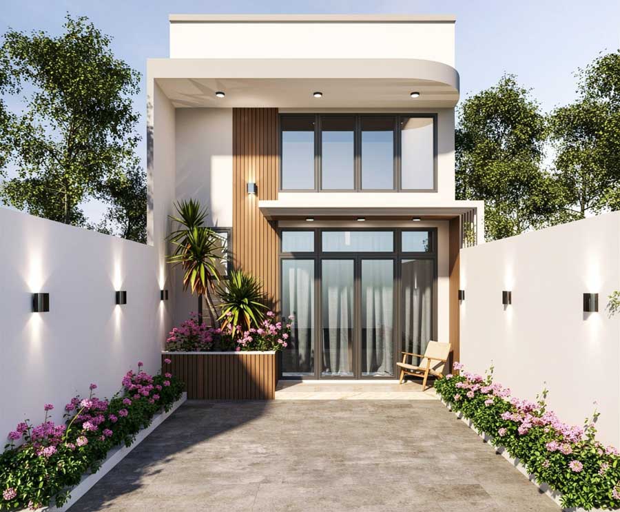Mẫu nhà 1 tầng 2 phòng ngủ 100m2 có gác lửng