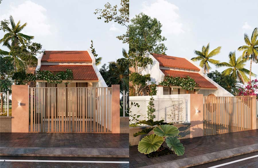 Mẫu nhà 1 tầng 2 phòng ngủ 100m2 có gác lửng