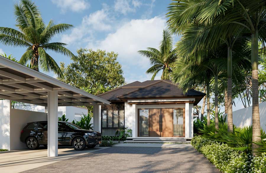 Nhà 1 tầng 2 phòng ngủ 100m2 có phòng thờ