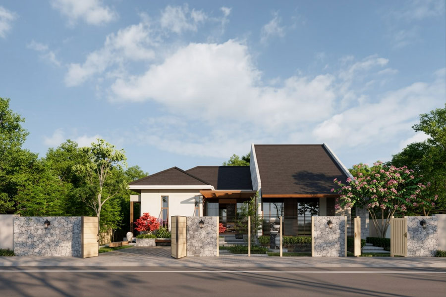 Nhà 1 tầng 2 phòng ngủ 100m2 có phòng thờ