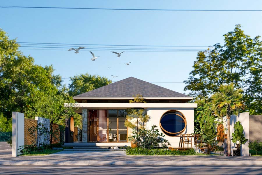 Nhà 1 tầng 2 phòng ngủ 100m2 có phòng thờ