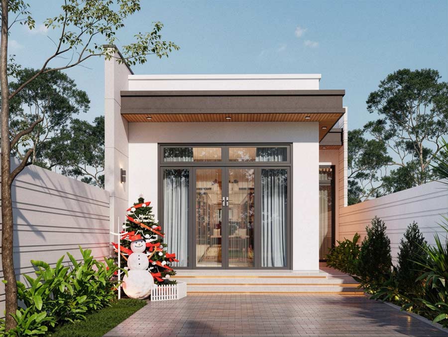 Mẫu nhà 1 tầng 2 phòng ngủ 100m2 hiện đại