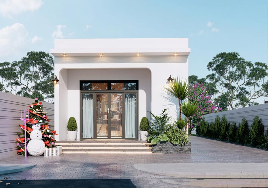 Mẫu nhà 1 tầng 2 phòng ngủ 100m2 hiện đại