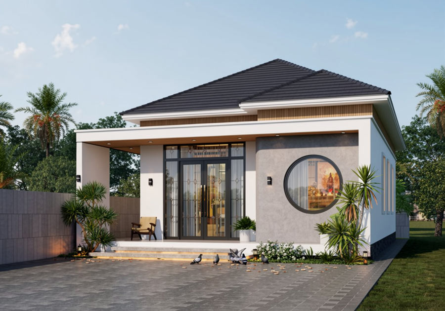 Mẫu nhà 1 tầng 2 phòng ngủ 100m2 hiện đại