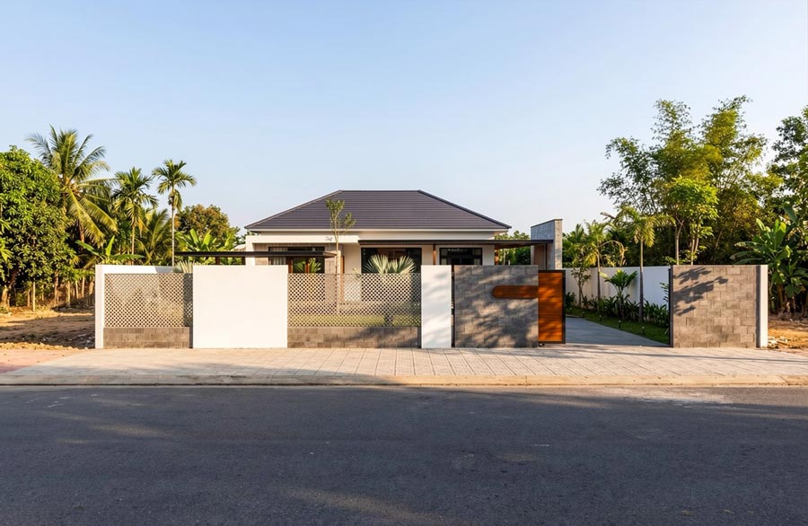 Mẫu nhà 1 tầng 2 phòng ngủ 100m2 mái Nhật