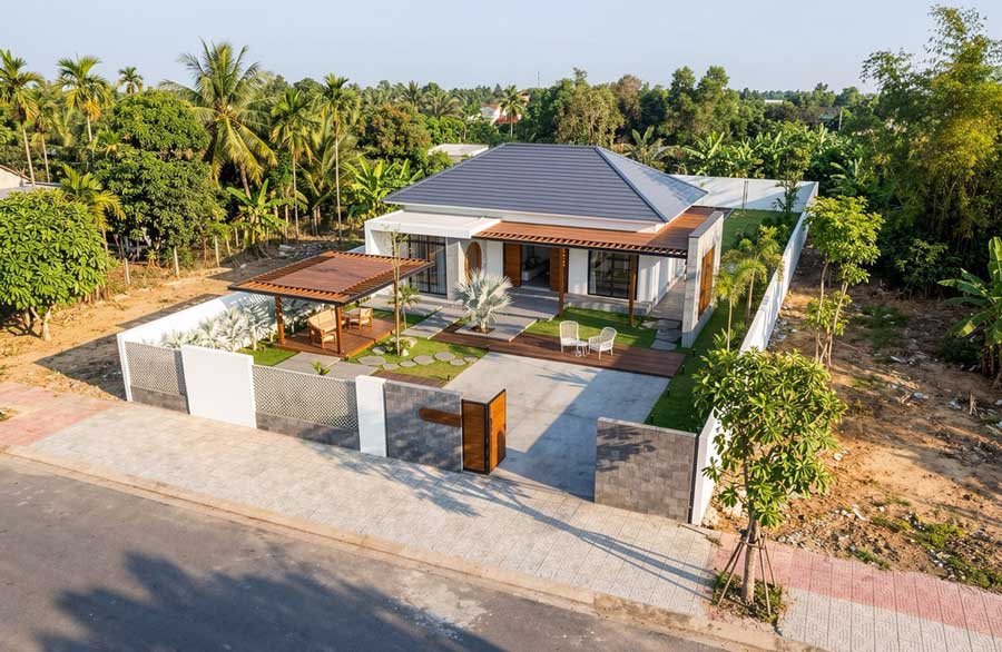 Mẫu nhà 1 tầng 2 phòng ngủ 100m2 mái Nhật