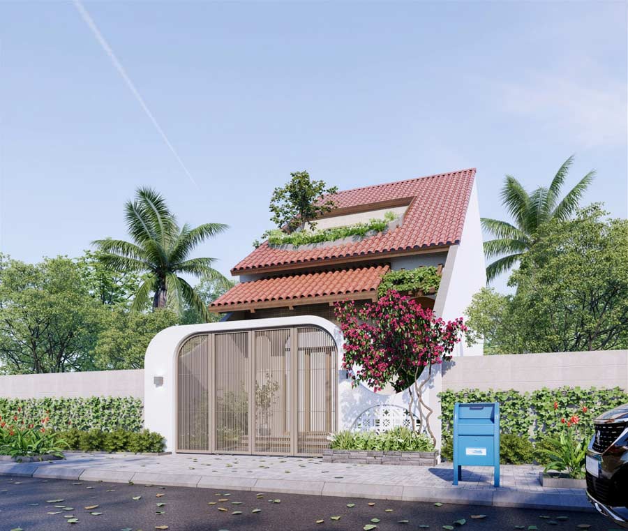 Mẫu nhà 1 tầng 3 phòng ngủ 100m2 có gác lửng