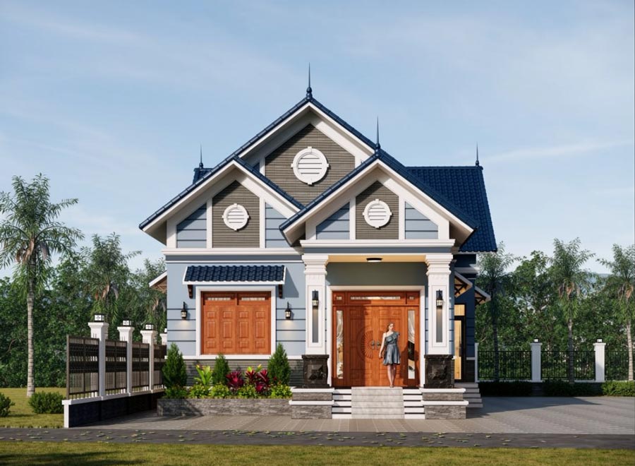 Mẫu nhà 1 tầng 3 phòng ngủ 100m2 có phòng thờ