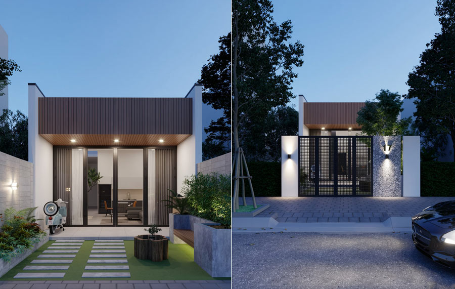 Mẫu nhà 1 tầng 3 phòng ngủ 100m2 hiện đại