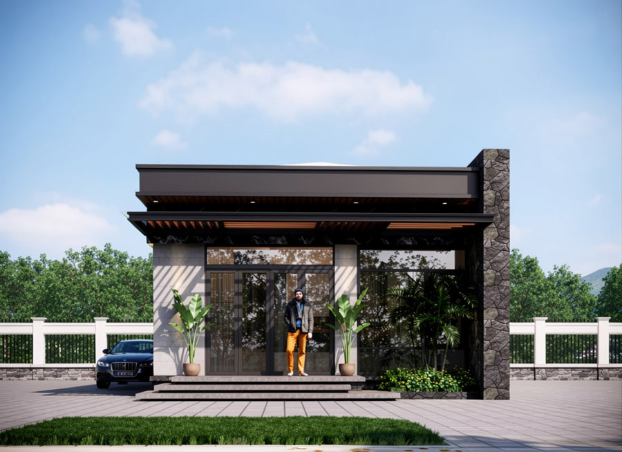 Mẫu nhà 1 tầng 3 phòng ngủ 100m2 hiện đại