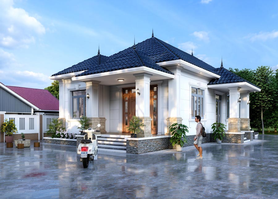 Nhà 1 tầng 3 phòng ngủ 100m2 mái Nhật