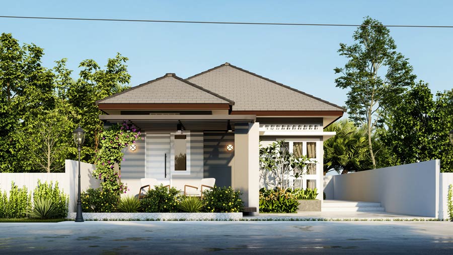 Nhà 1 tầng 3 phòng ngủ 100m2 mái Nhật
