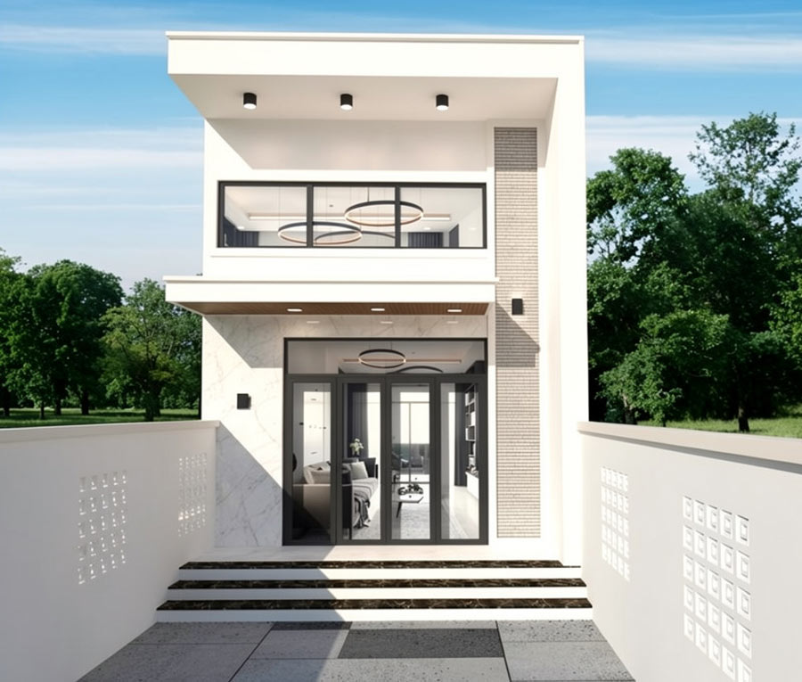 Mẫu nhà 1 tầng 3 phòng ngủ 5x20 có gác lửng