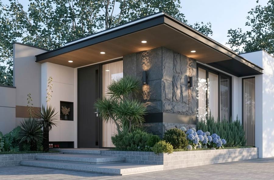 Mẫu thiết kế nhà 1 tầng 3 phòng ngủ 5x20 hiện đại