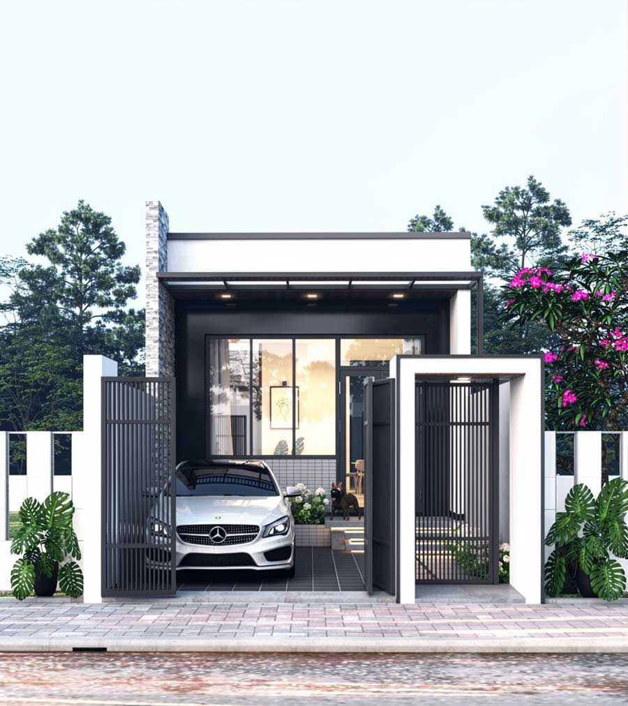 Mẫu thiết kế nhà 1 tầng 3 phòng ngủ 5x20m ở nông thôn