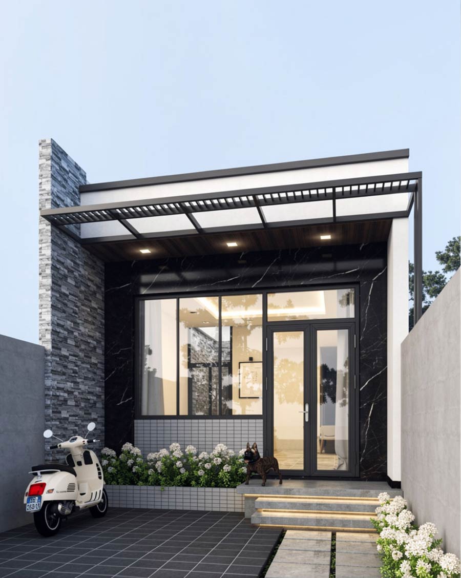 Mẫu thiết kế nhà 1 tầng 3 phòng ngủ 5x20m ở nông thôn