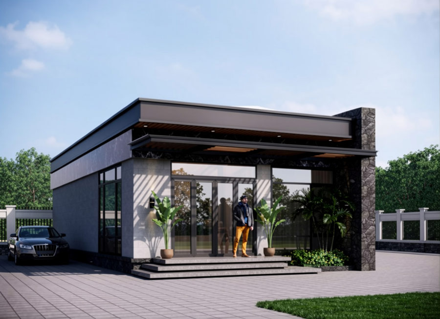 Mẫu nhà 1 tầng mái bằng 100m2 3 phòng ngủ