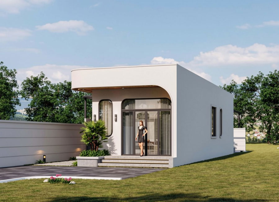 Mẫu nhà 1 tầng mái bằng 100m2 chữ L