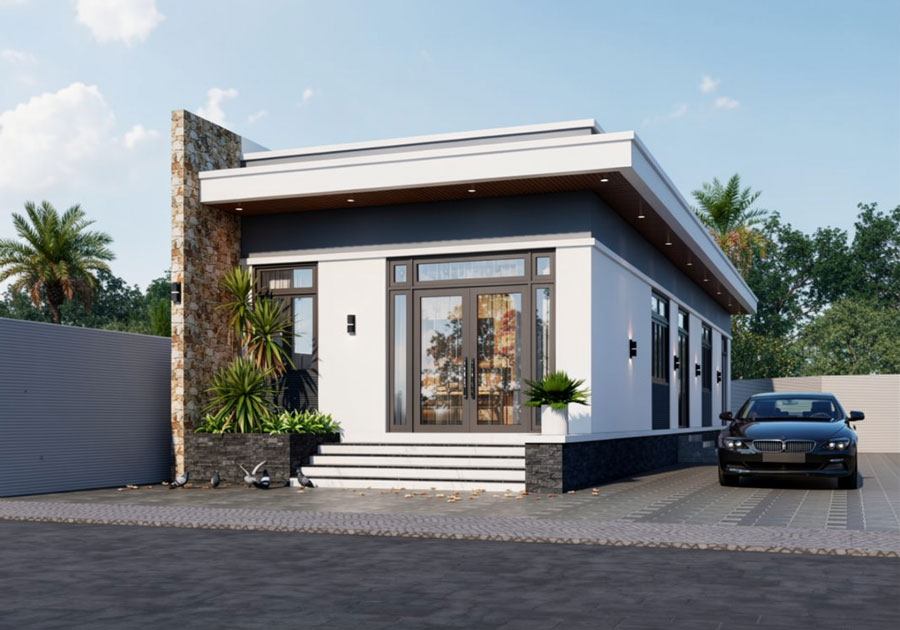 Mẫu nhà cấp 4 mái bằng 100m2 ở nông thôn