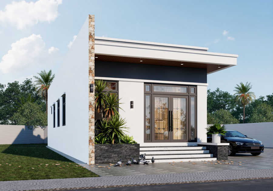 Mẫu nhà cấp 4 mái bằng 100m2 ở nông thôn