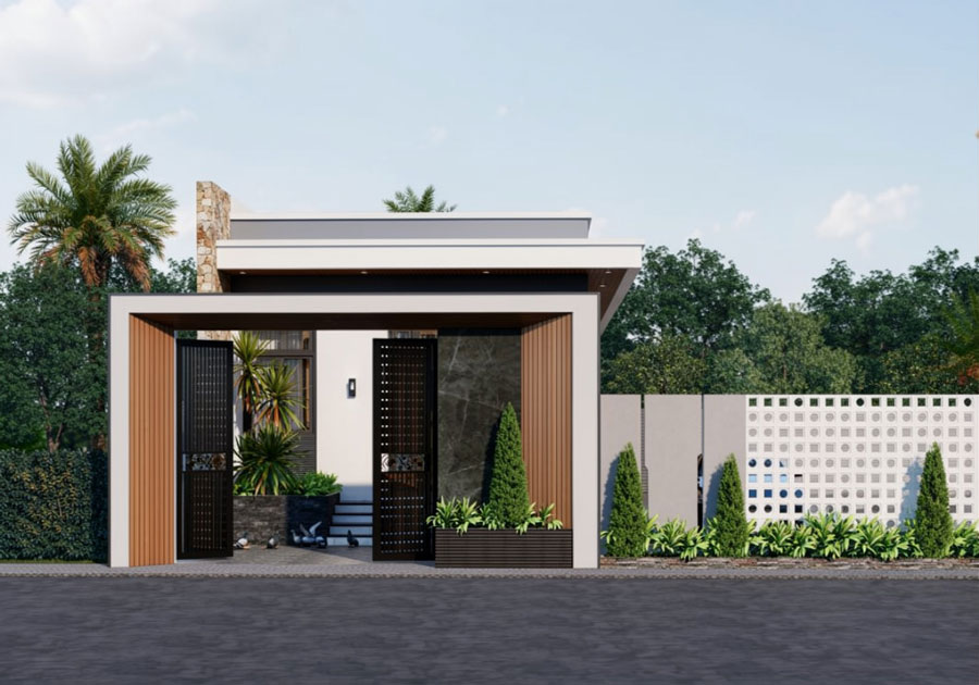Mẫu nhà cấp 4 mái bằng 100m2 ở nông thôn