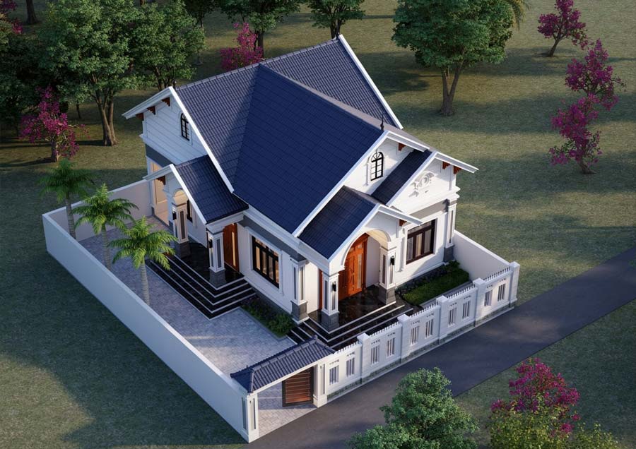 Mẫu nhà 1 tầng rưỡi đẹp 3 phòng ngủ