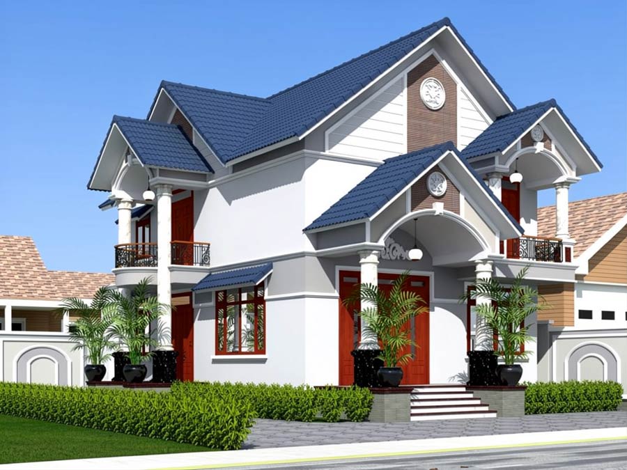 Mẫu thiết kế nhà 1 tầng rưỡi 4 phòng ngủ