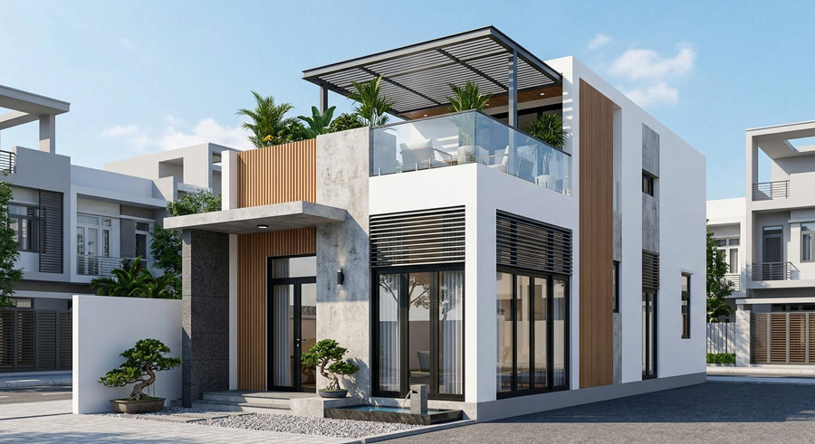 Mẫu nhà 1 tầng rưỡi có sân thượng