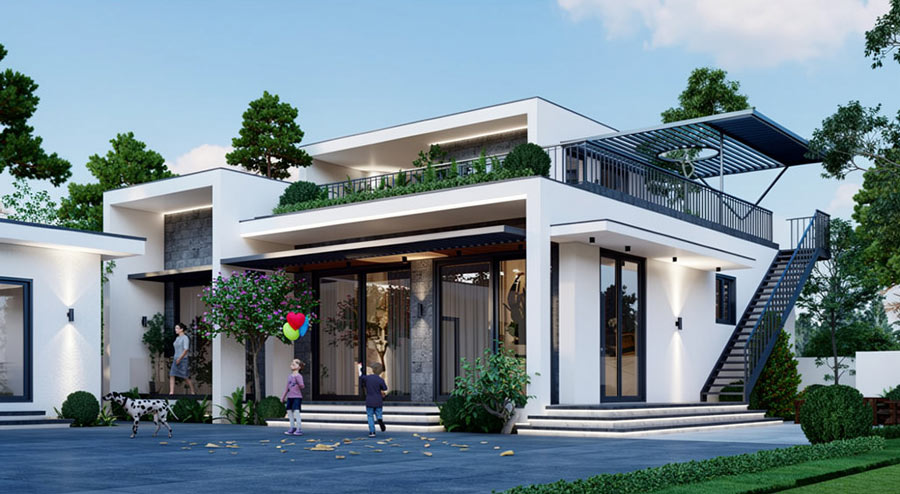 Mẫu nhà 1 tầng rưỡi hiện đại