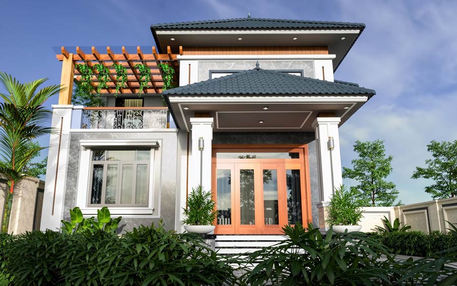 Mẫu nhà 1 tầng rưỡi mái Nhật