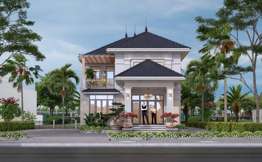 Mẫu nhà 1 tầng rưỡi mái Nhật